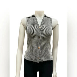 Coin1804 NWT  Collard Button Up Tank Top White/Black Size XS